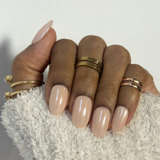 Chrome Beige Dune de Sable - Ovale Moyen - Mella Nails