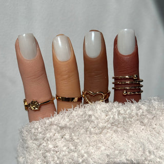 Chrome Blanc Perle de Lait - Ovale Moyen - Mella Nails