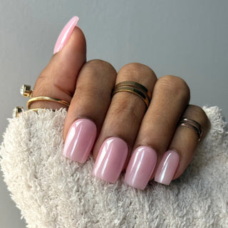 Chrome Rose Poudré - Carré Moyen - Mella Nails