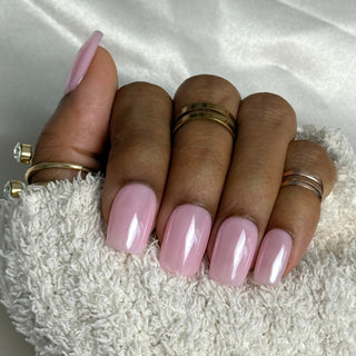 Chrome Rose Poudré - Carré Moyen - Mella Nails