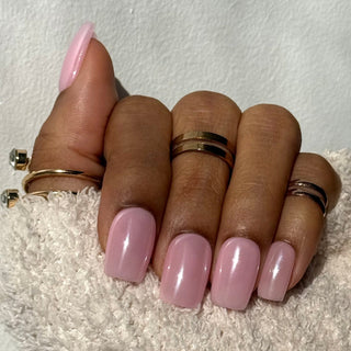 Chrome Rose Poudré - Carré Moyen - Mella Nails